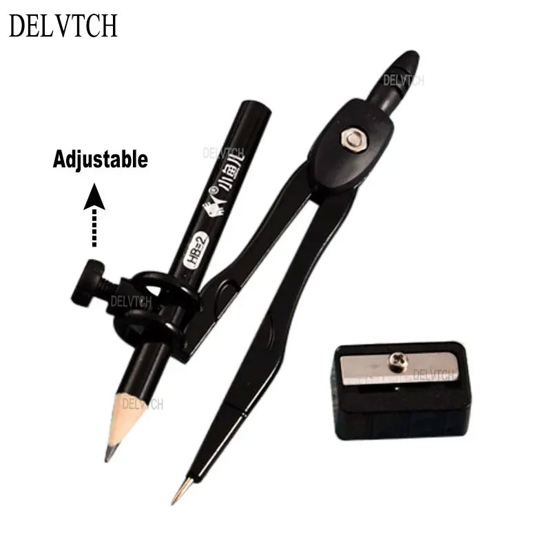 Math Geometry Set With Compass - 3Pcs Set Metal Compasses With Pencil
