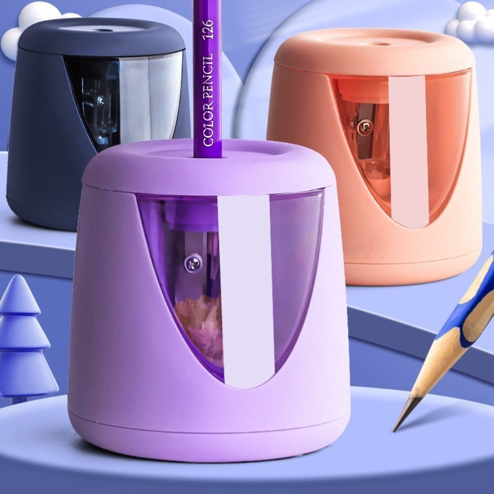 Electric Pencil Sharpener Usb - Sticker Office School Supplies Cartoon Electric