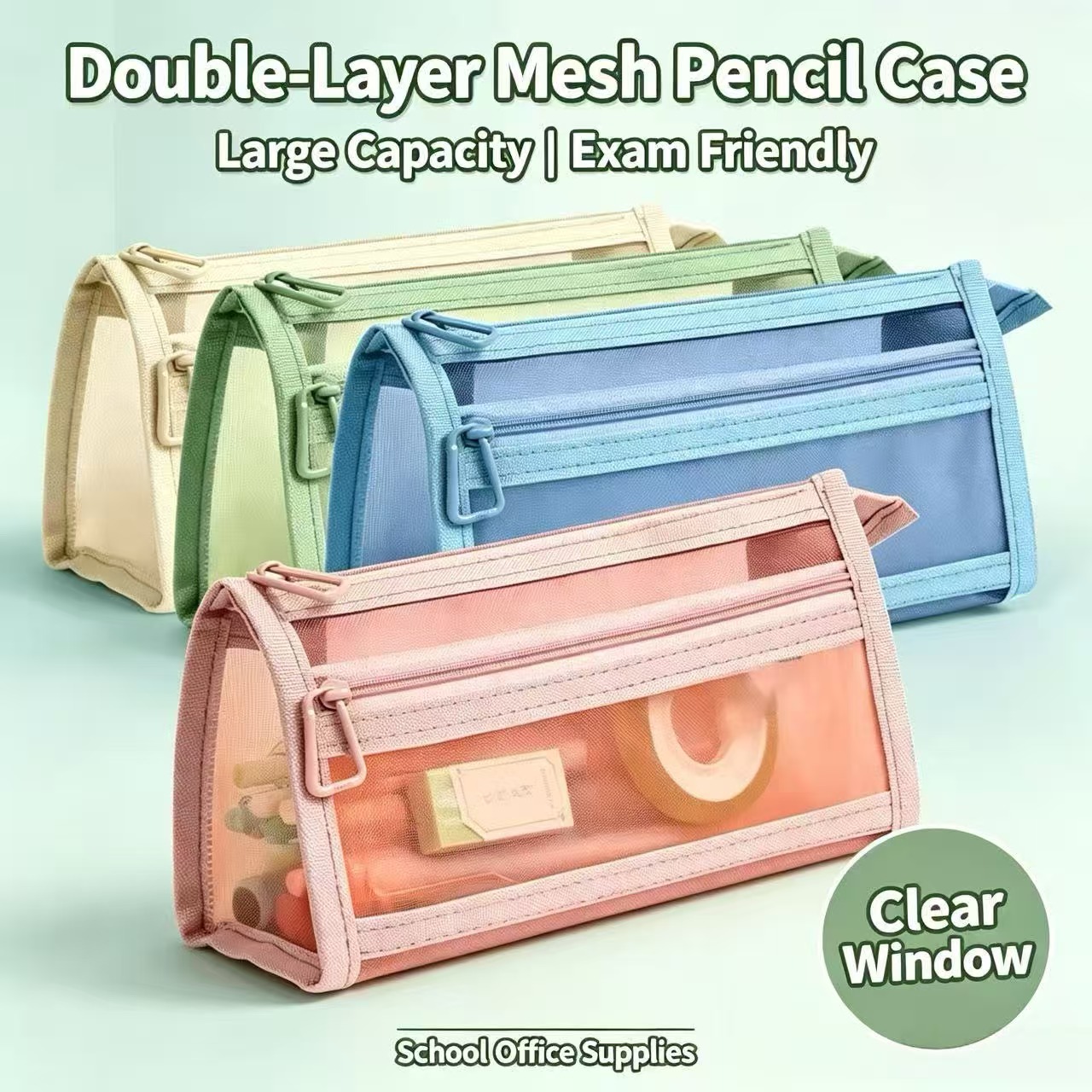 Double Layer Clear Mesh Pencil - Clear Mesh Pencil Pouch For Exam recension och pris
