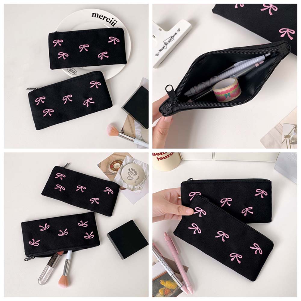 Bowknot Bow Stationery Bag Lar - Aesthetic Large Pencil Case Pouch recension och pris
