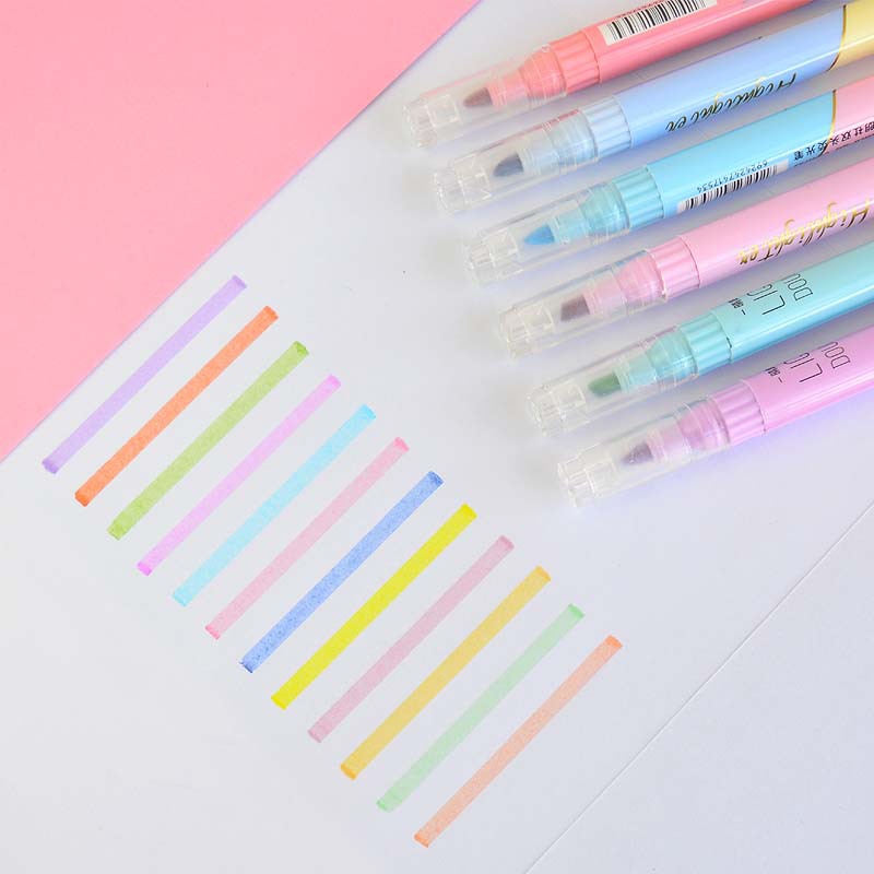 6 PCS Double Tip Highlighter P - Pastel Highlighter Set Double Ended recension och pris