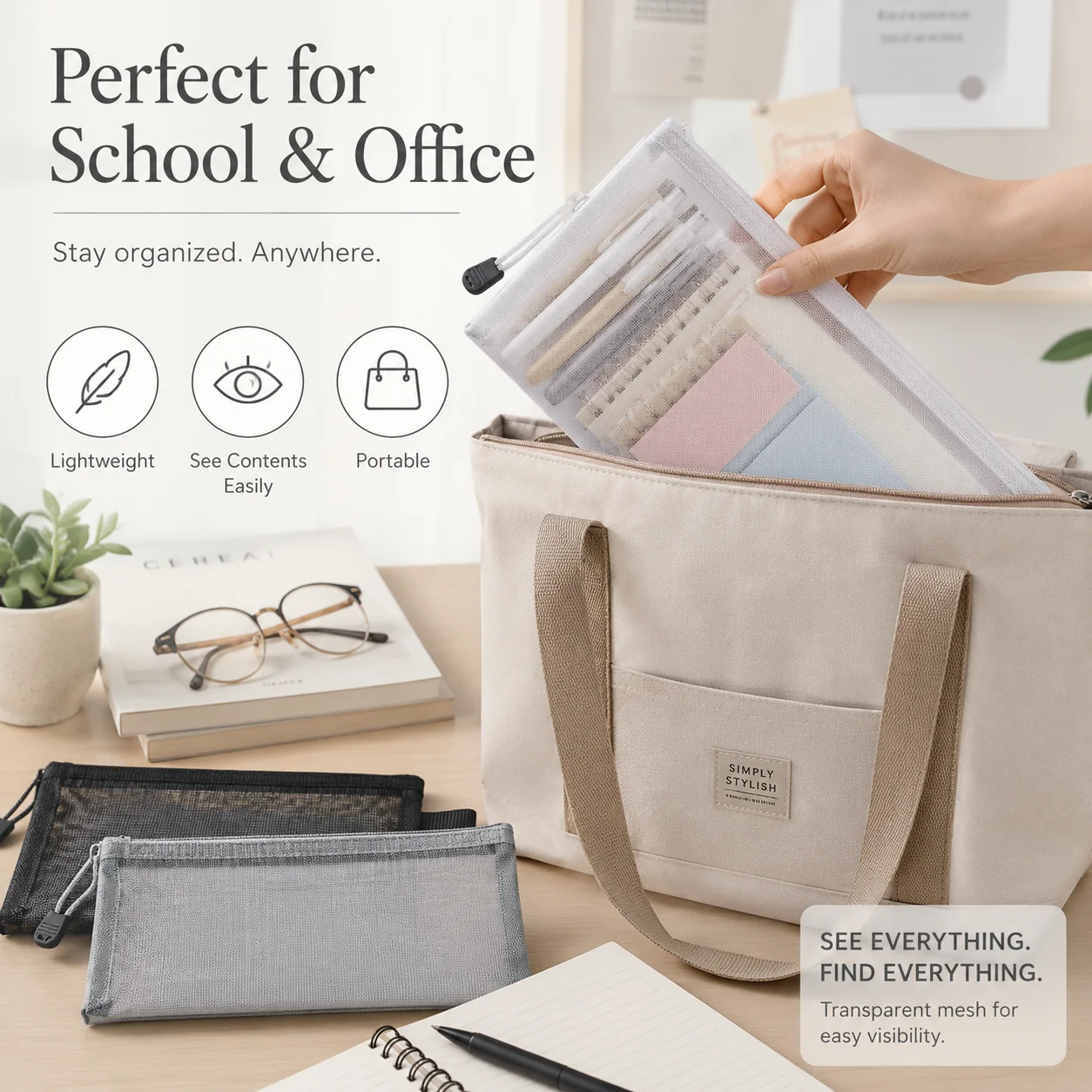 Transparent Mesh Pencil Case C - Clear Mesh Pencil Pouch For Exam recension och pris