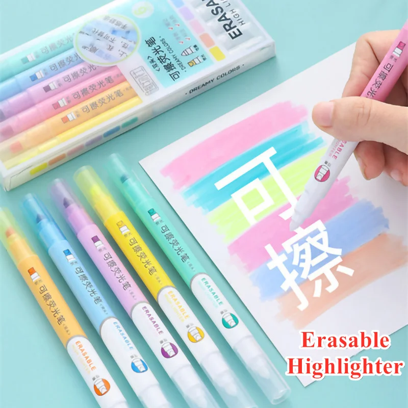 6 Colors Erasable Highlighters - Pastel Highlighter Set Double Ended recension och pris