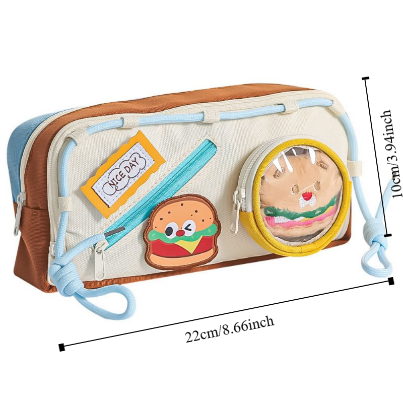 Large Capacity Hamburger Penci - Aesthetic Large Pencil Case Pouch recension och pris
