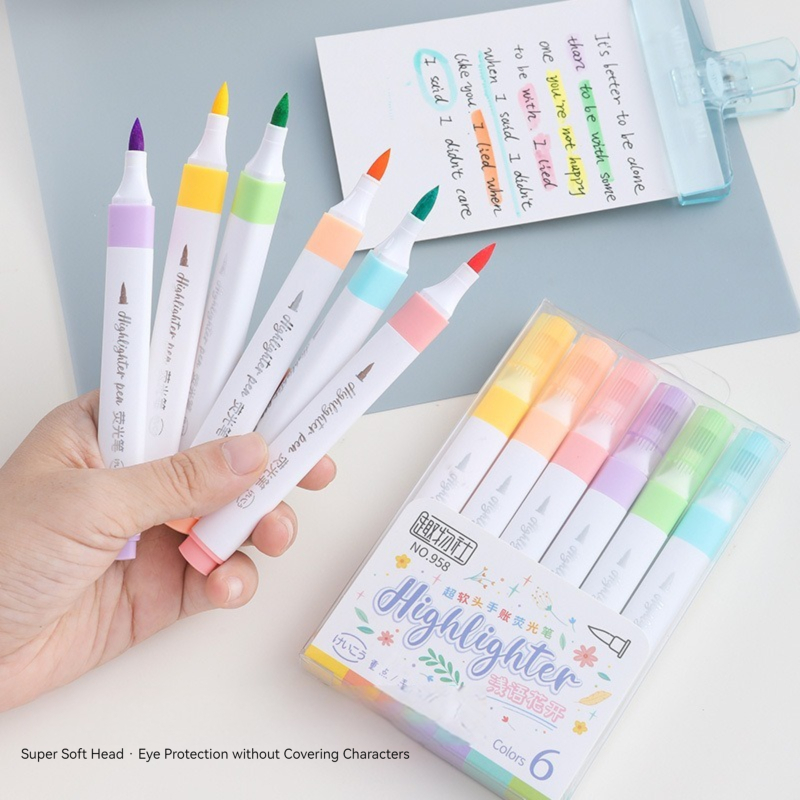 6 Colors Pastel Color Highligh - Pastel Highlighter Set Double Ended recension och pris