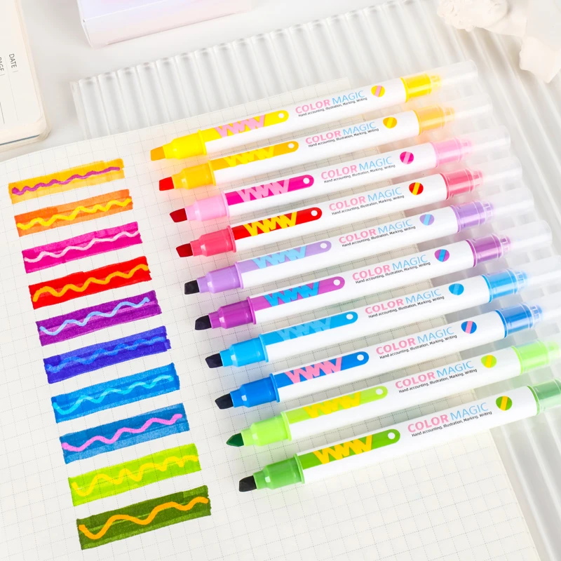 10pcs Double-ended Magic Color - Pastel Highlighter Set Double Ended recension och pris