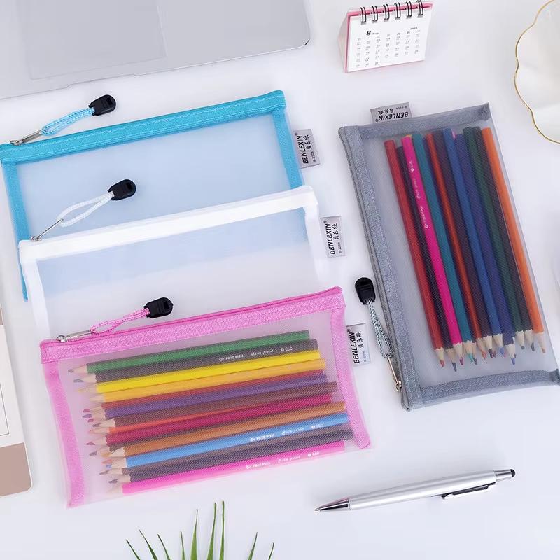 NEW Durable Zipper Mesh Pencil - Clear Mesh Pencil Pouch For Exam recension och pris