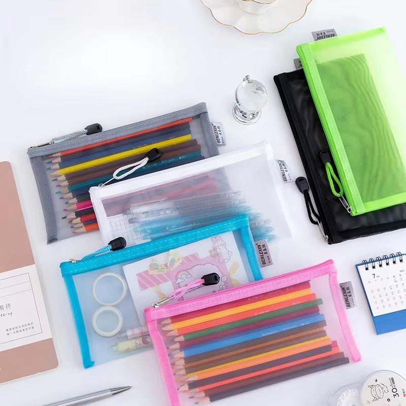 NEW Durable Zipper Mesh Pencil - Clear Mesh Pencil Pouch For Exam recension och pris