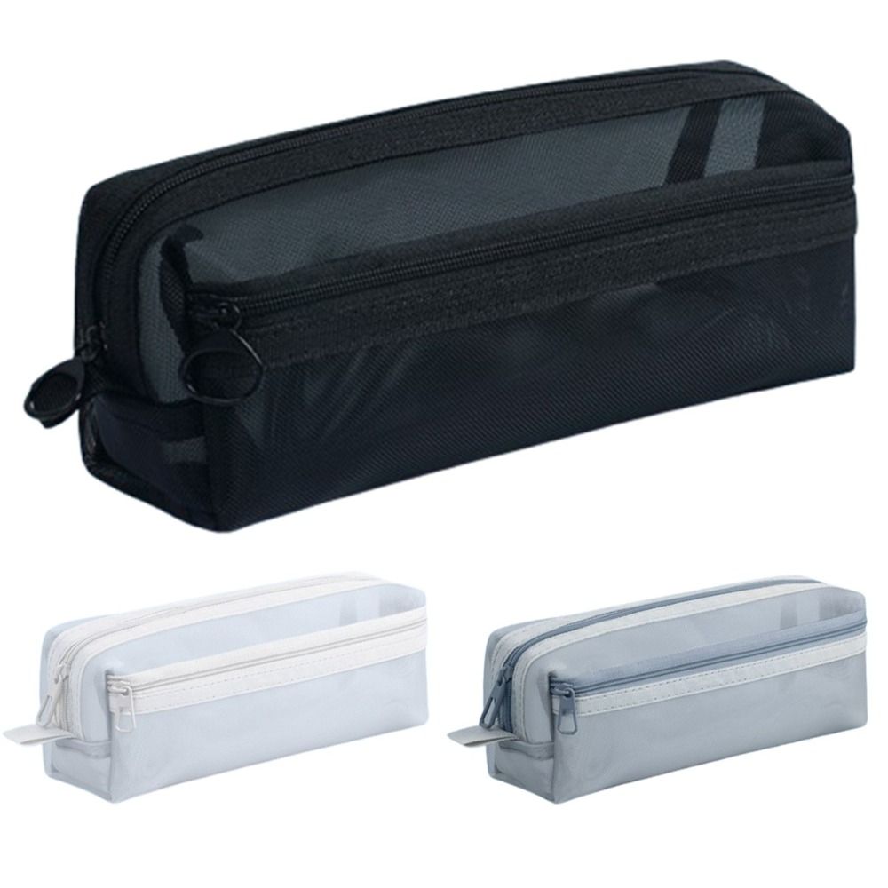 Large Capacity Double-Layer Me - Clear Mesh Pencil Pouch For Exam recension och pris