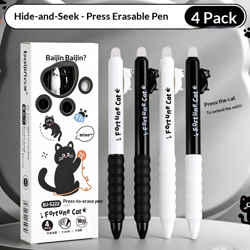 4pcs  Cute Cat Erasable Gel Pe - Retractable Eraser Pen Click recension och pris