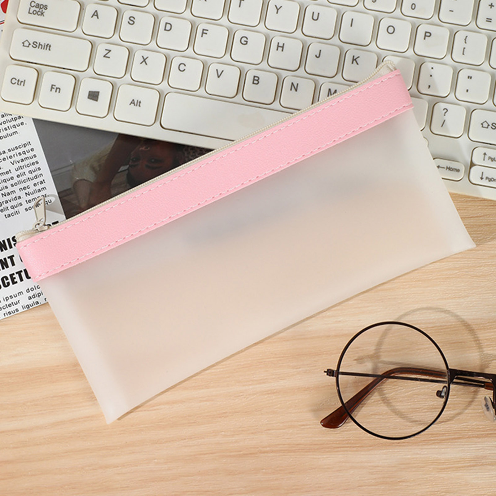 Transparent Frosted Pencil Cas - Aesthetic Large Pencil Case Pouch recension och pris