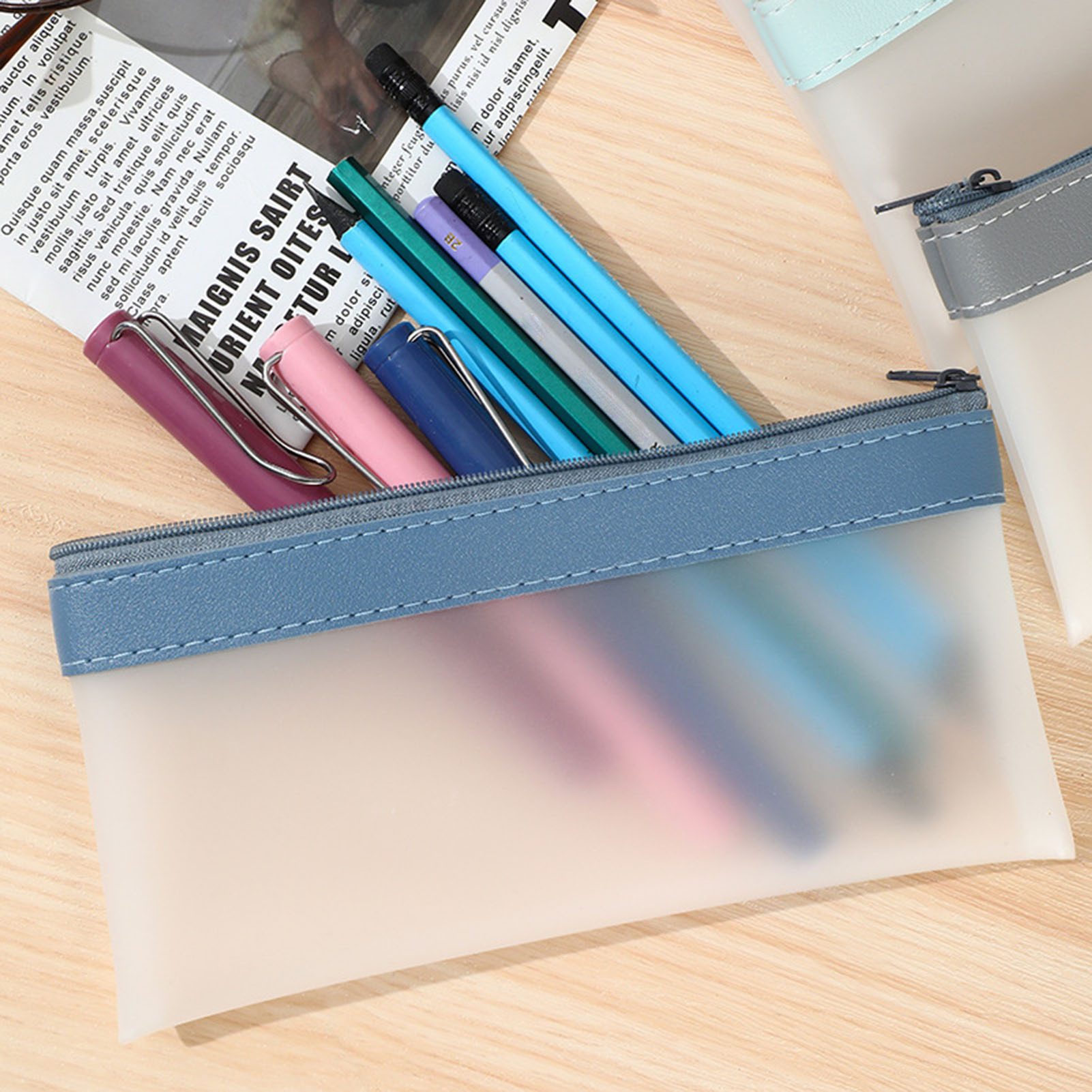 Transparent Frosted Pencil Cas - Aesthetic Large Pencil Case Pouch recension och pris