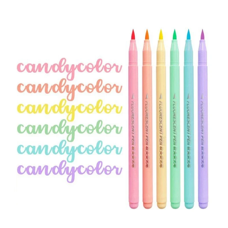 6 colors Soft Brush Fluorescen - Pastel Highlighter Set Double Ended recension och pris