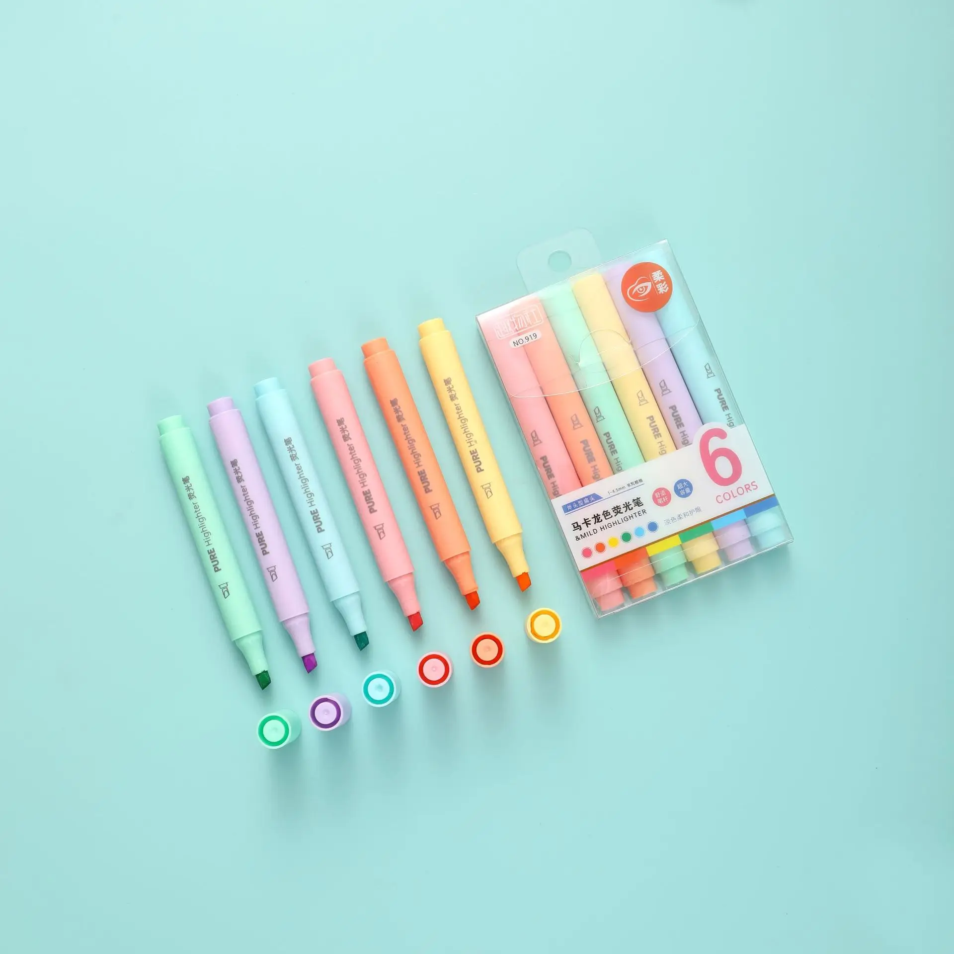 6Pcs/set Pastel Color Macaron  - Pastel Highlighter Set Double Ended recension och pris